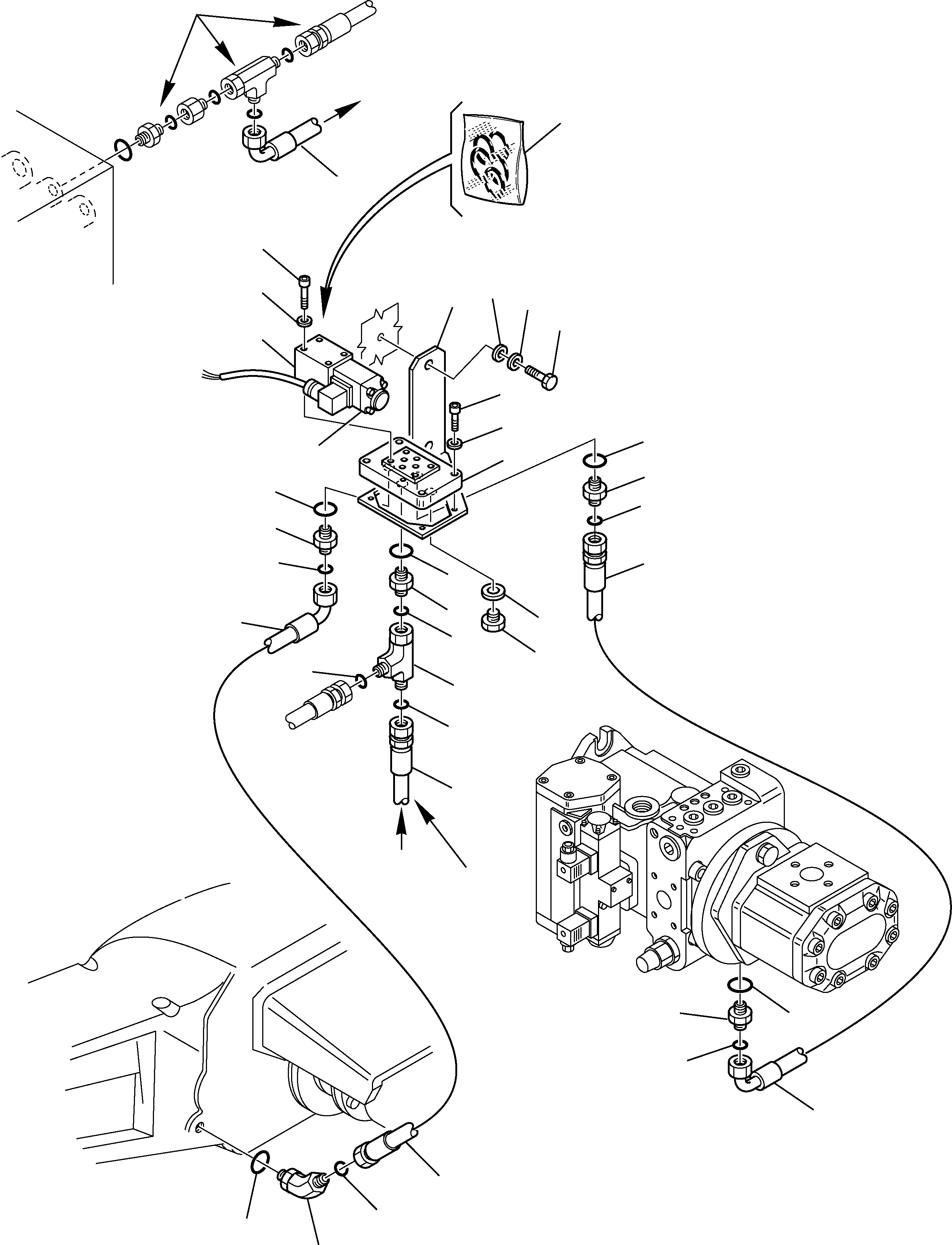 23. HYDRAULIC PIPING (REAR AXLE LOCKING CONTROL) [3510] - Komatsu part WB98A-2 S/N WB98F20001-Up [wb98a_2]
