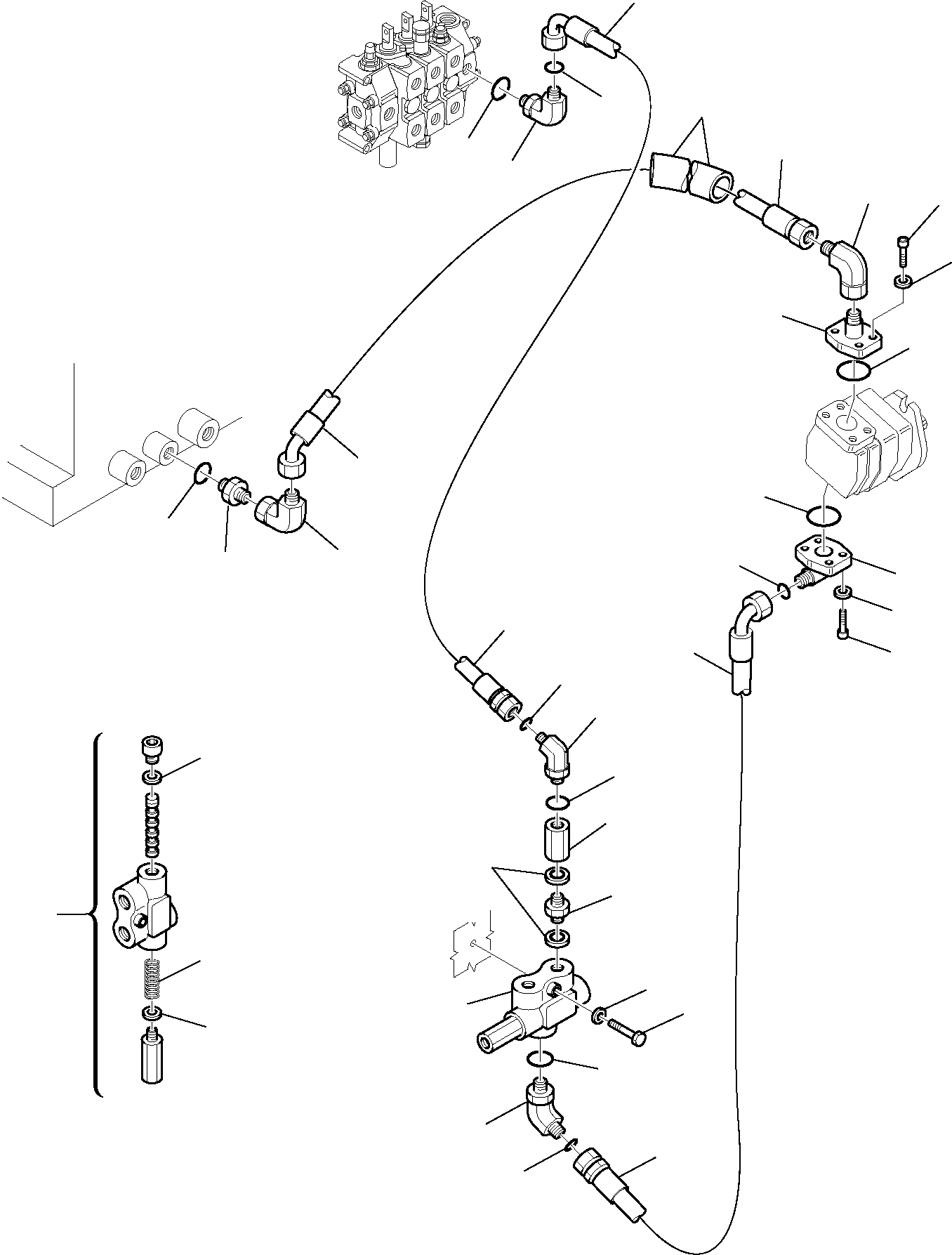 22. HYDRAULIC PIPING (STEERING LINE) (2/3) [6555] - Komatsu part WB98A-2 S/N WB98F20001-Up [wb98a_2]